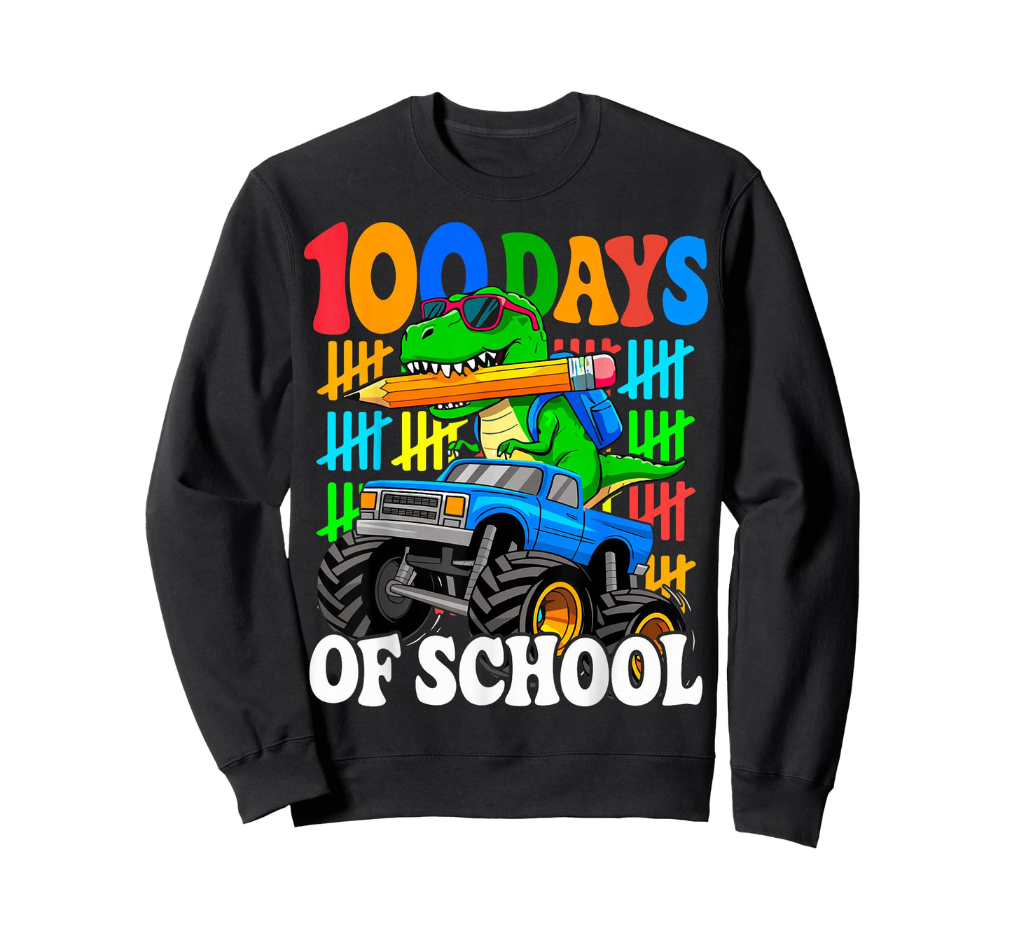 100th Day of School Monster Truck Dinosaur 100 Days School T-Shirt