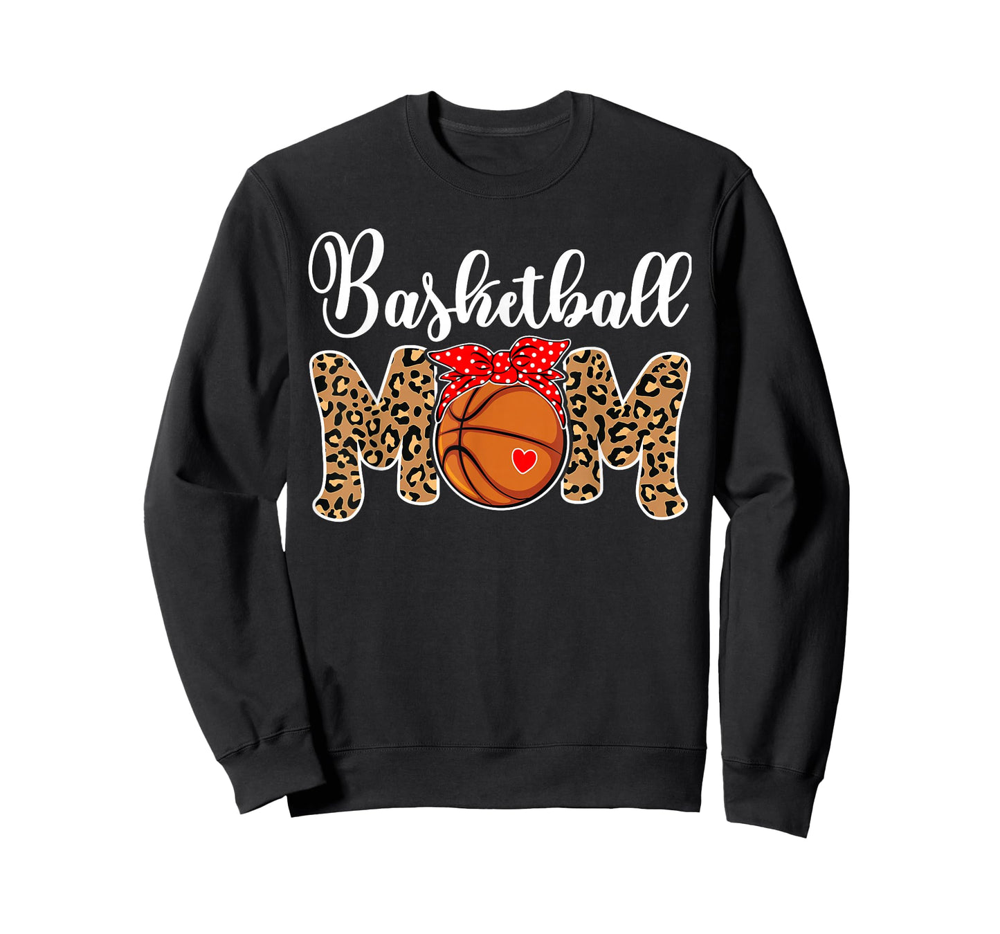 Basketball Mom Leopard Messy Bun Game Day Funny Mothers Day T-Shirt