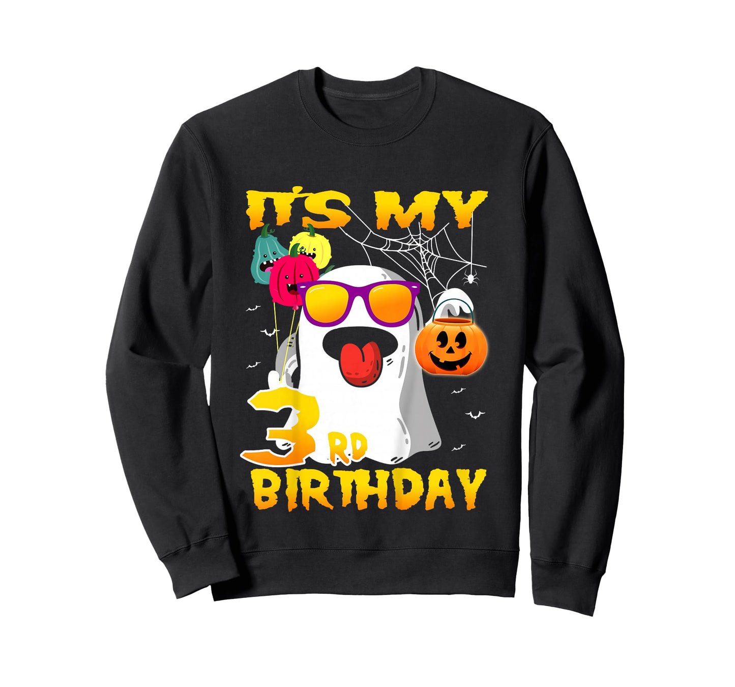Kids It's My 3rd Birthday Ghost Pumpkin Halloween Party 3 years T-Shirt