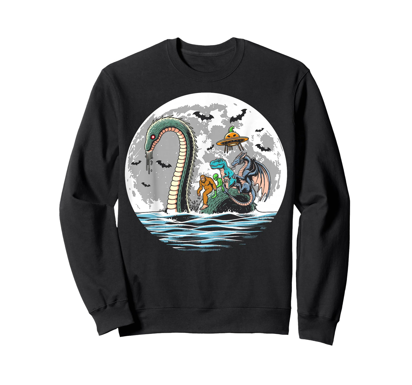 Halloween bigfoot alien loch Ness UFO Halloween party spooky T-Shirt