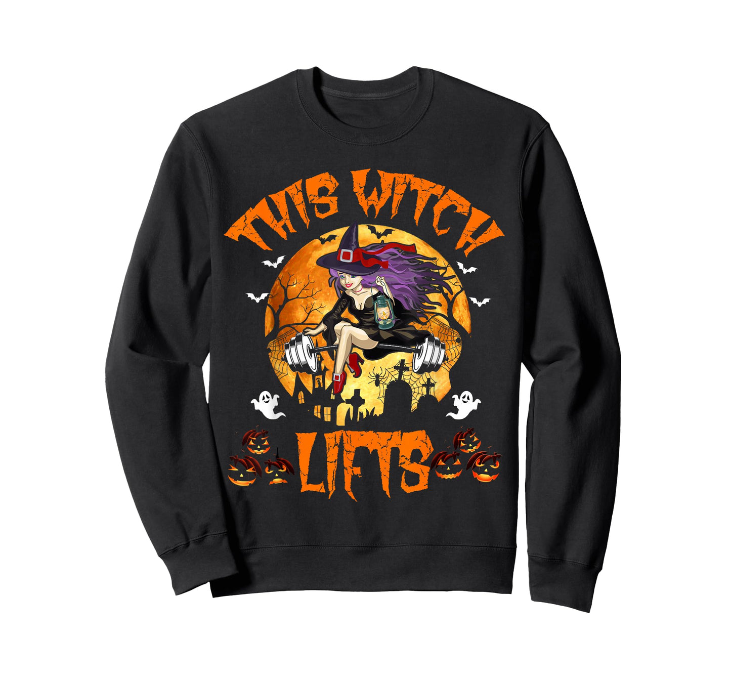 This Witch Lifts Barbell Fitness Gym Workout Witch Halloween T-Shirt