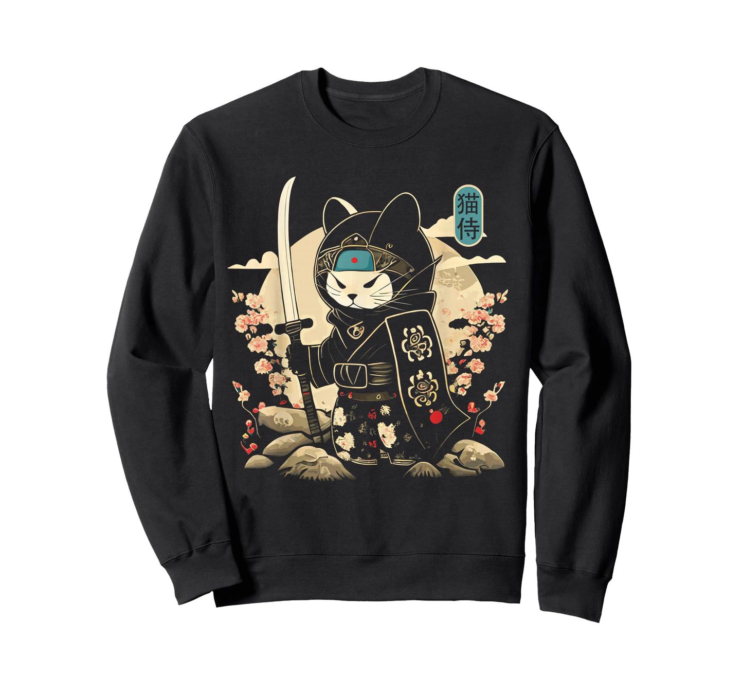 Japanese Samurai Cat Tattoo Kawaii Ninja Cat T-Shirt