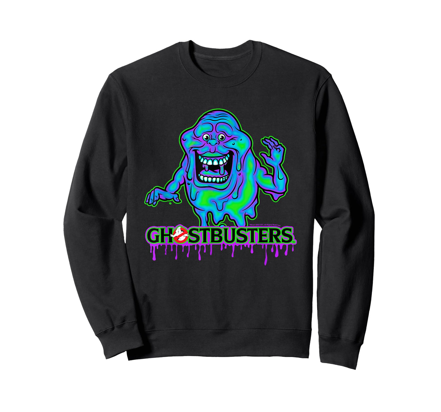 Ghostbusters Ghost Slimer Colourful Neon Big Chest Logo T-Shirt