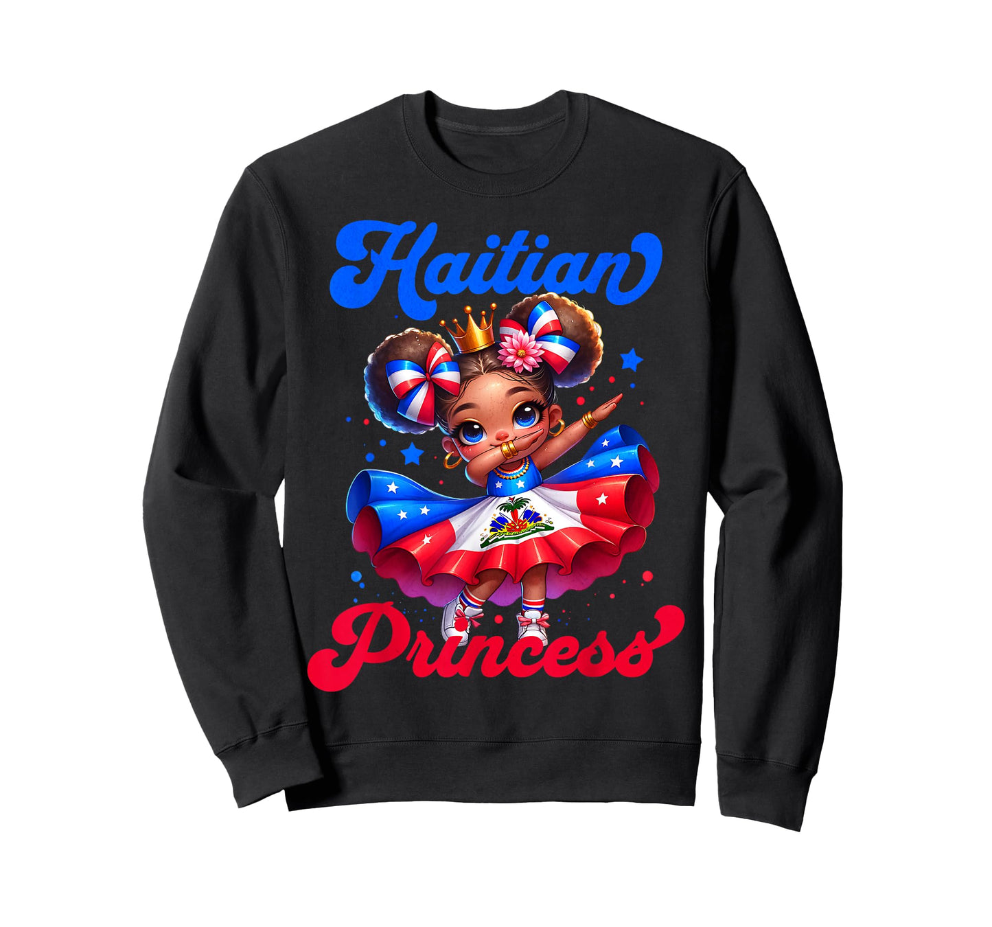 Dabbing Melanin Haitian Princess Haiti Flag Black Girls T-Shirt