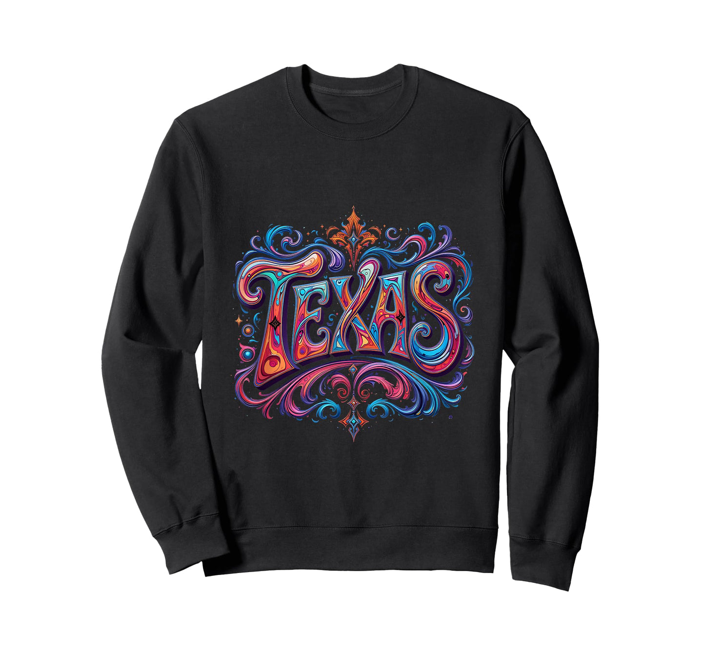 TEXAS Retro Vibes Bold Colors & Shining Stars Text Design T-Shirt