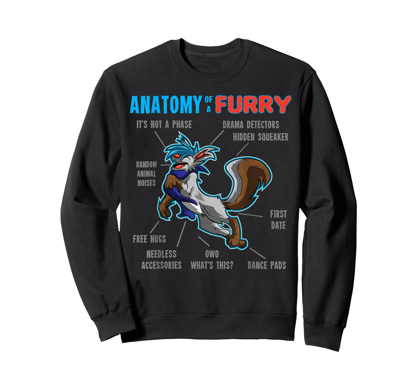 Furry shirt - Anatomy of a Furry - cartoon wolf shirt T-Shirt