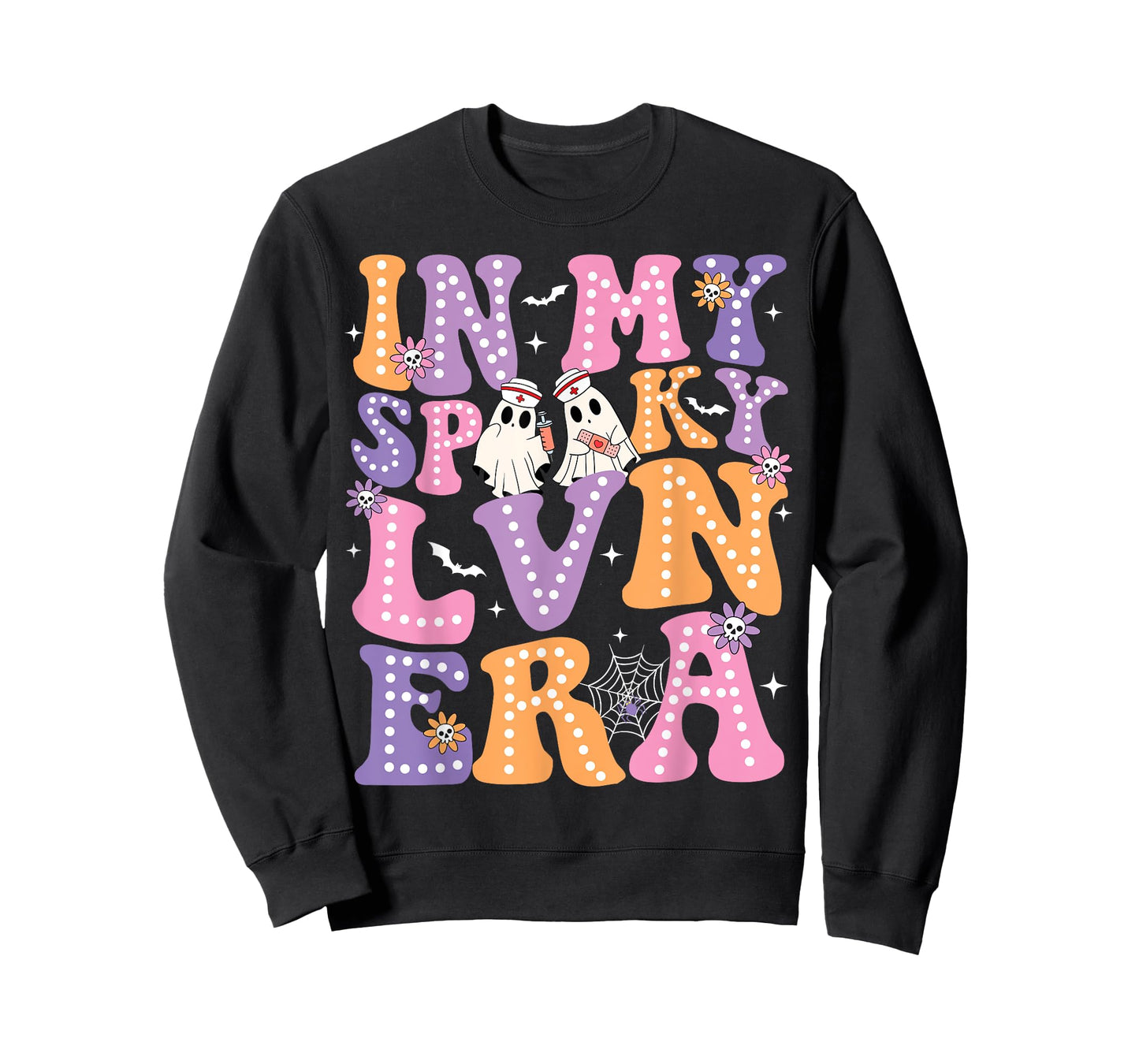 Groovy In My Spooky LVN Era Ghost Nurse Halloween Nursing T-Shirt
