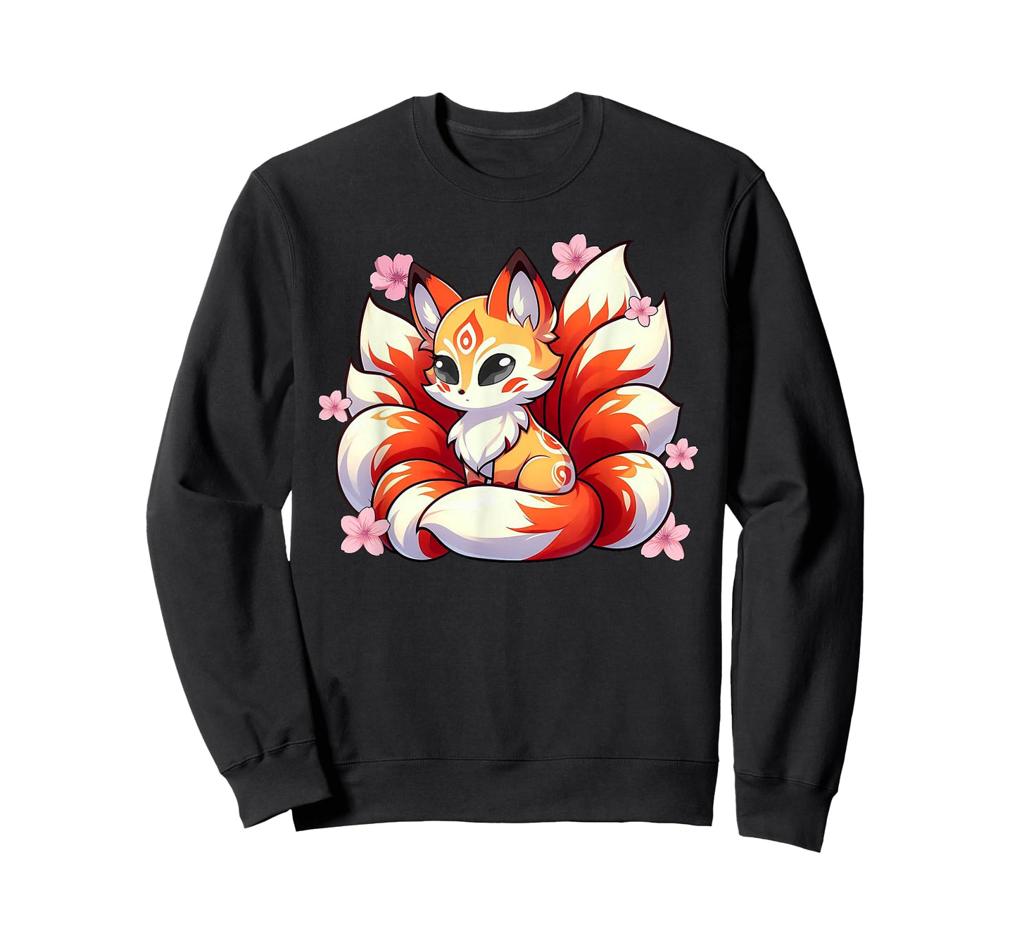 Nine Tails Fox Kitsune Japanese Cherry Blossoms T-Shirt