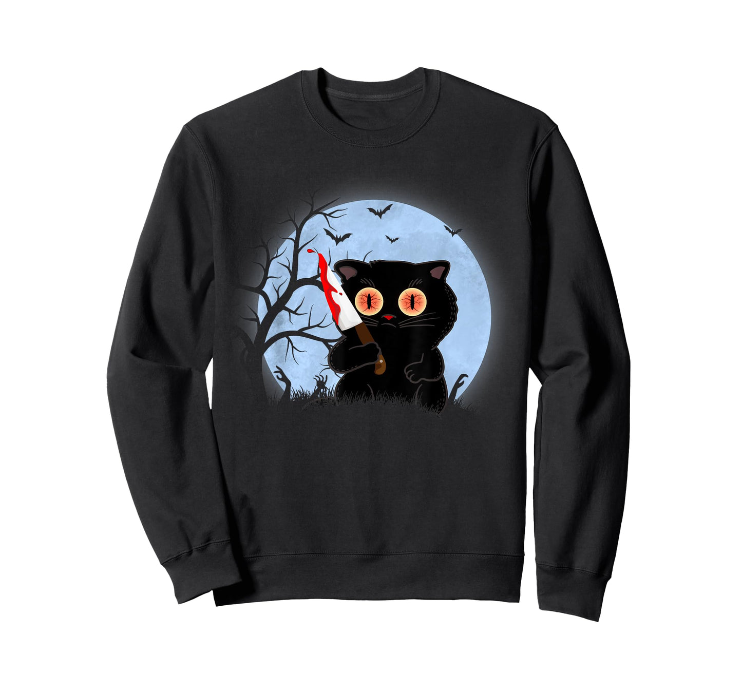 Funny scary black horror cat screaming what halloween bloody T-Shirt for Men Women
