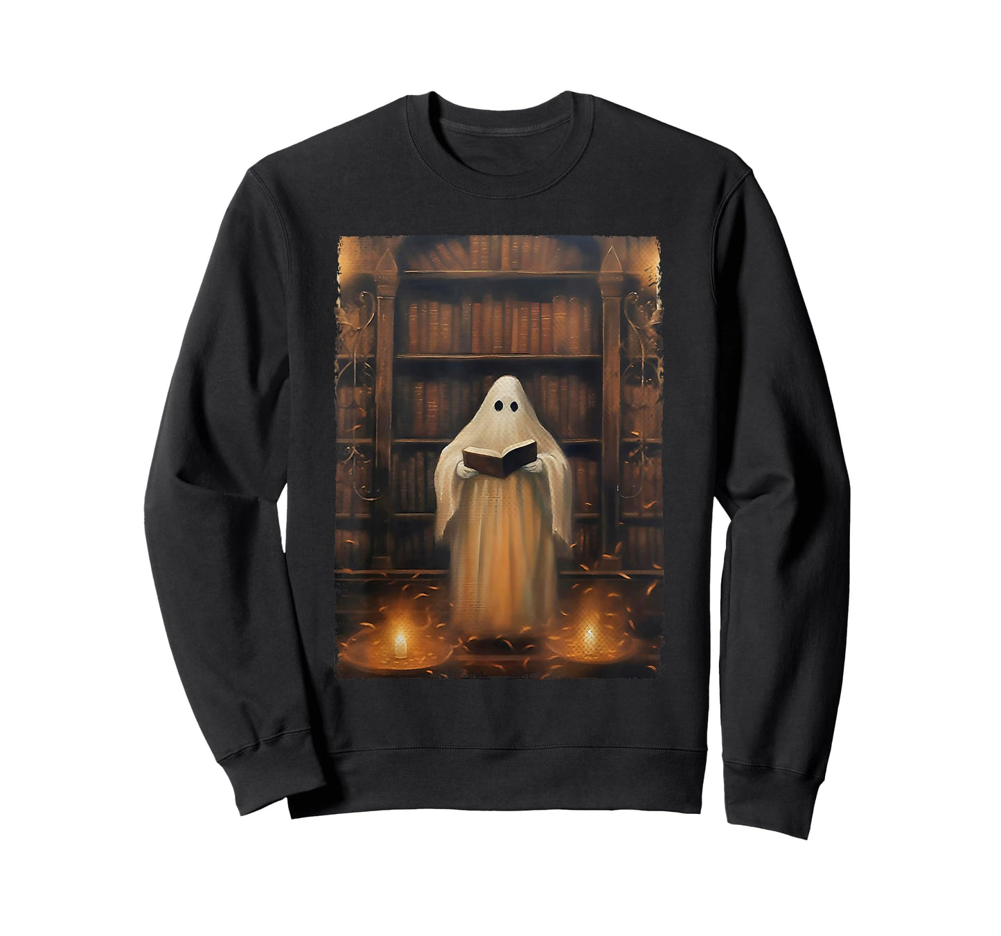 Ghost Library Halloween Book Reading Books Lover Teacher T-Shirt