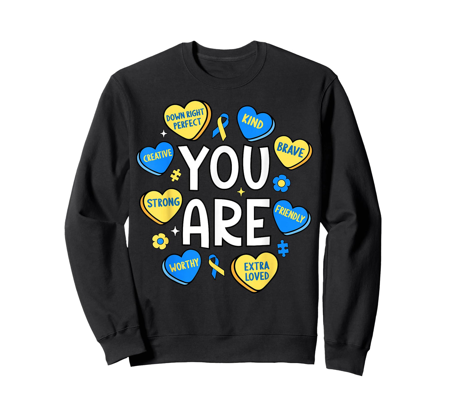 Down Syndrome Awareness Positive Candy Heart Cute Trisomy 21 T-Shirt