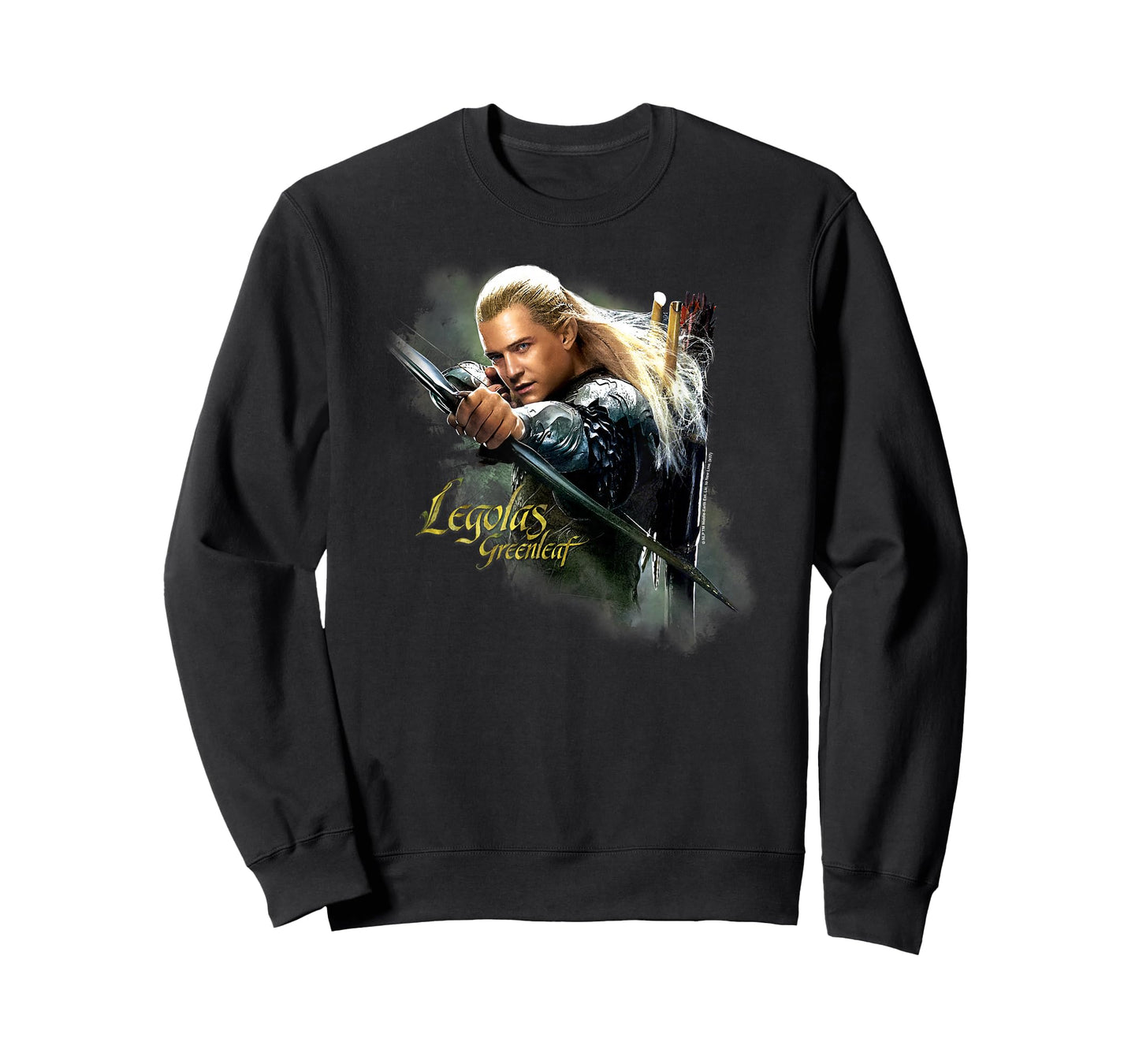 Warner Bros. Hobbit Legolas Greenleaf Unisex-Adults & Kids Green Modern Letter Print T-Shirt