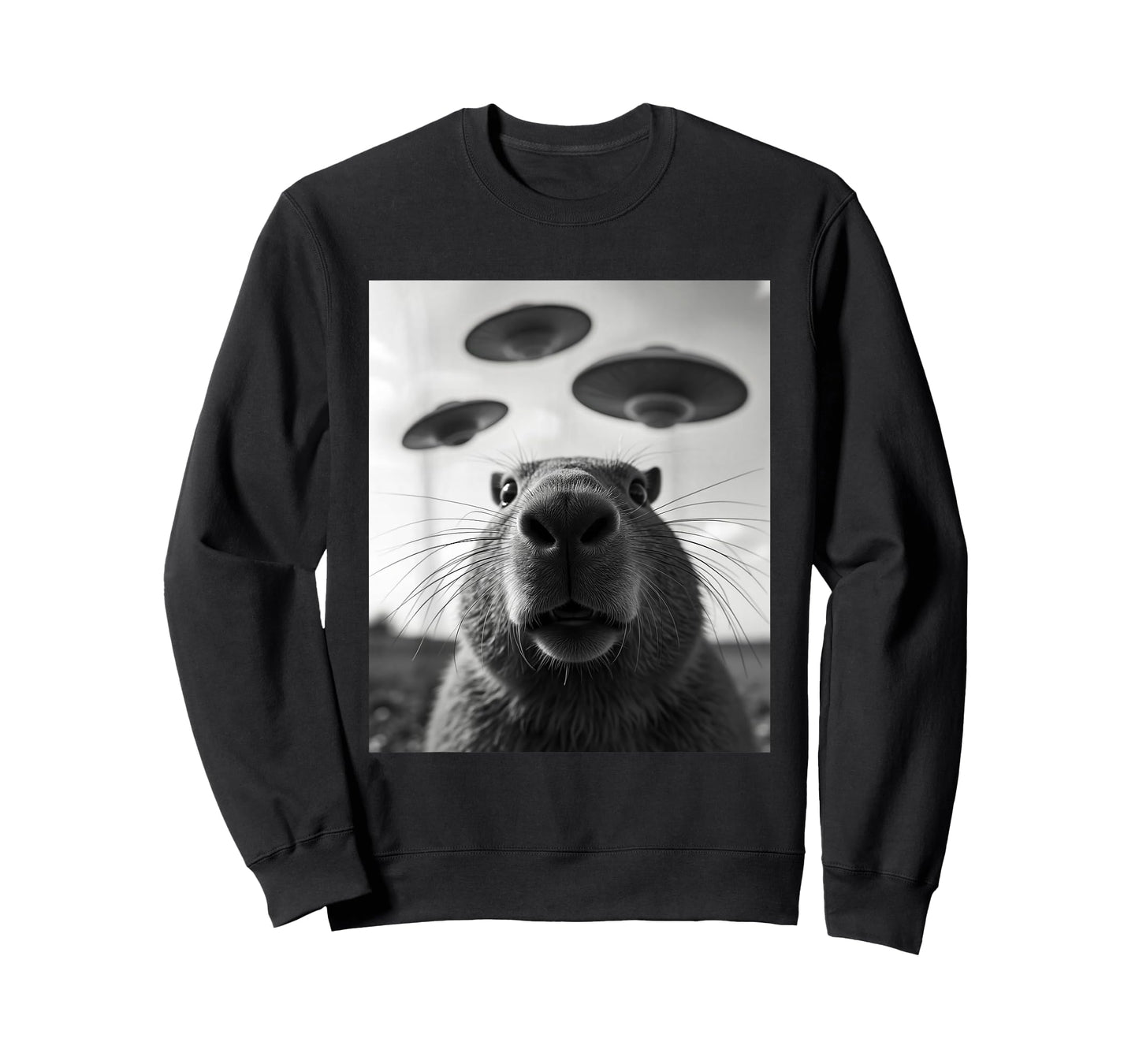 Funny Graphic Costume Weird Cute Capybara Selfie UFO T-Shirt