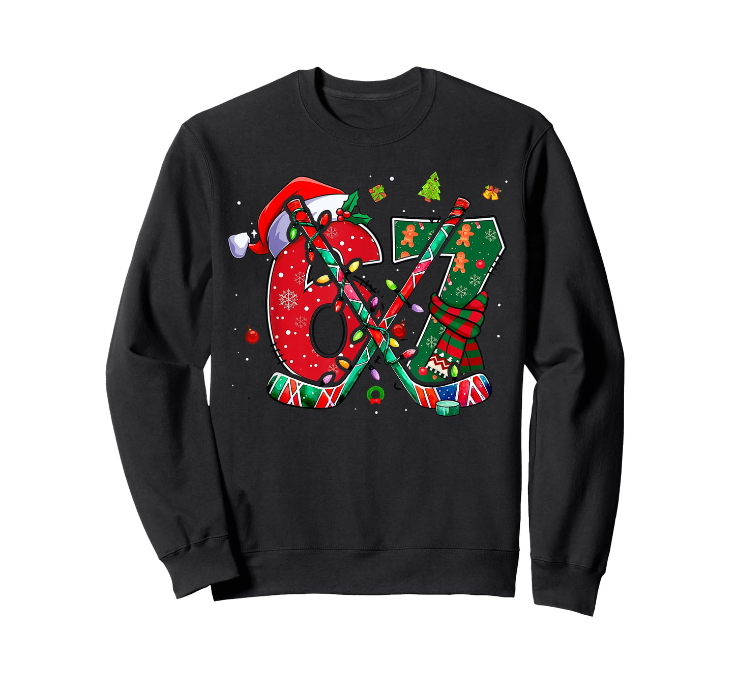 Funny 67 Six Seven Christmas Ice Hockey T-Shirt