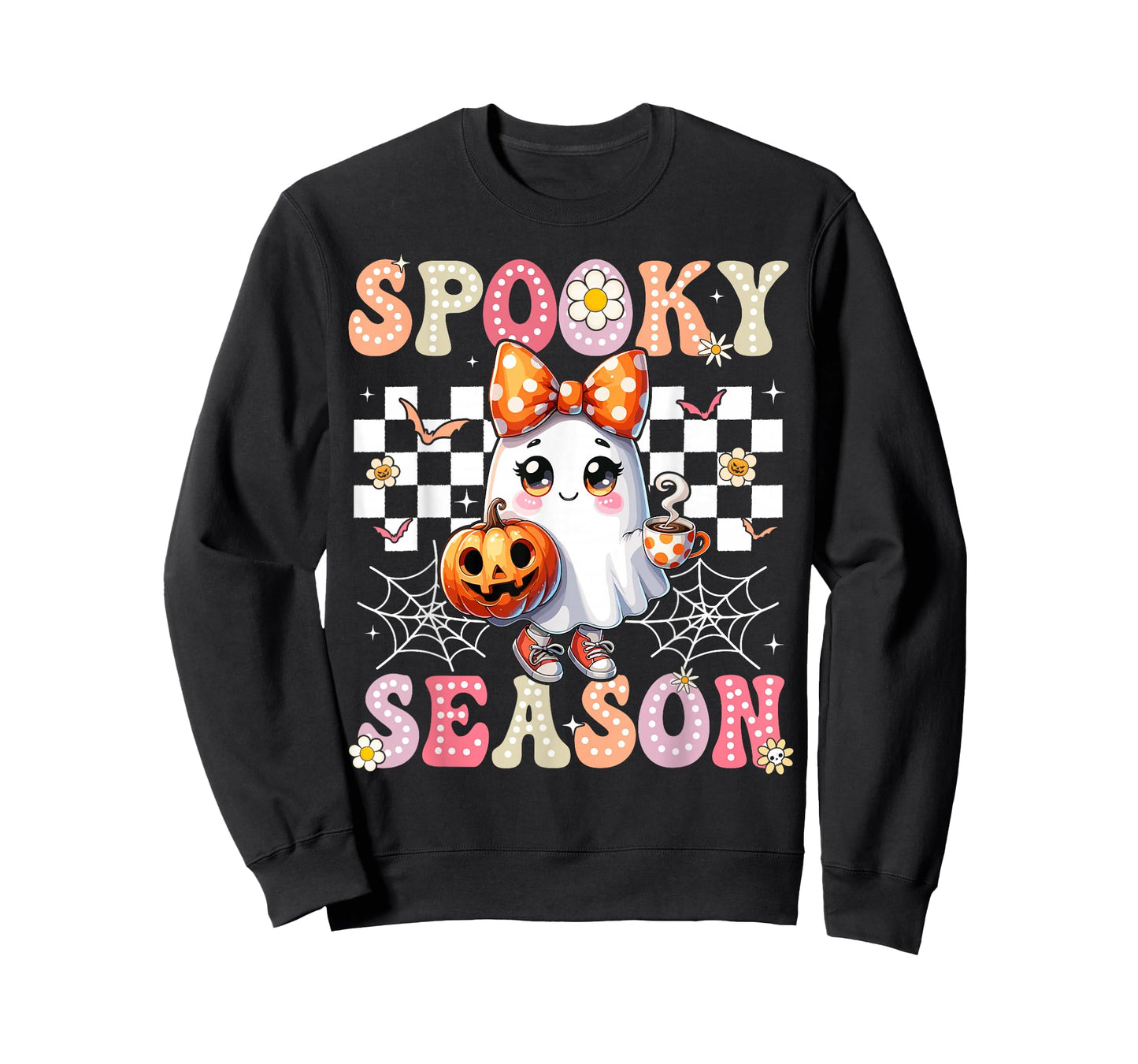 Spooky Season Retro Happy Halloween Ghost Women Toddler Girl T-Shirt