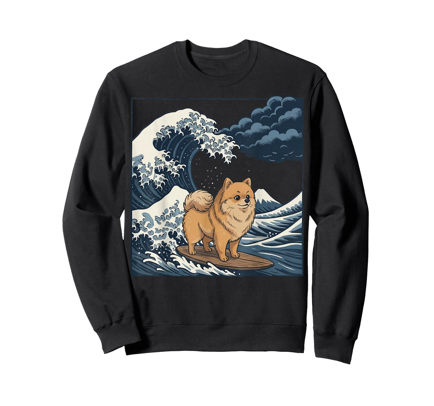 Pomeranian: Surfing Japanese Wave T-Shirt