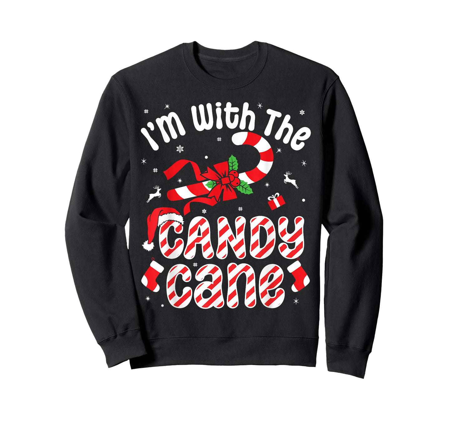I’m With The Candy Cane Funny Christmas Candy Merry Xmas T-Shirt