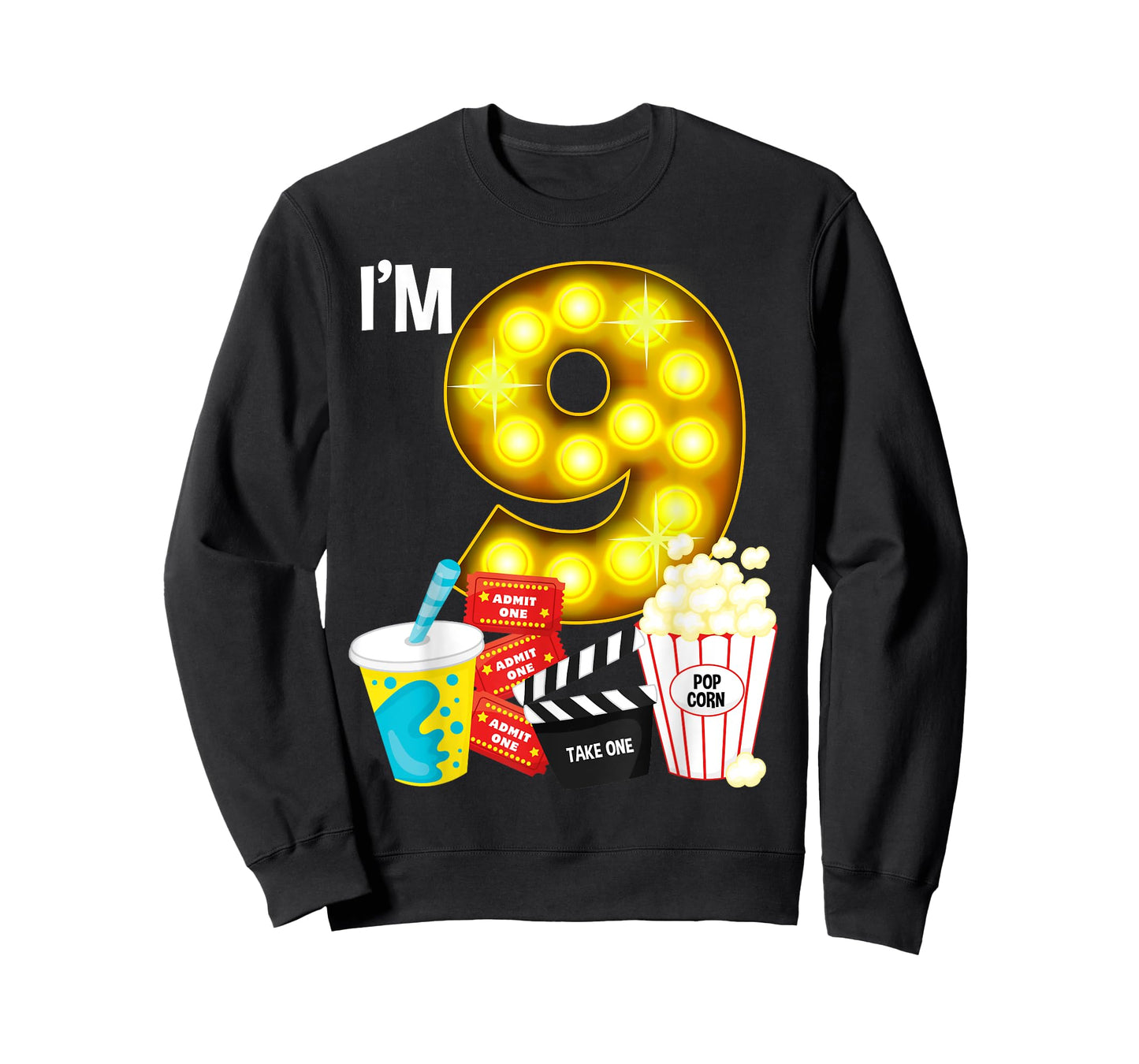 Movie Night Party 9th Birthday Movie Theme Kids Birthday T-Shirt