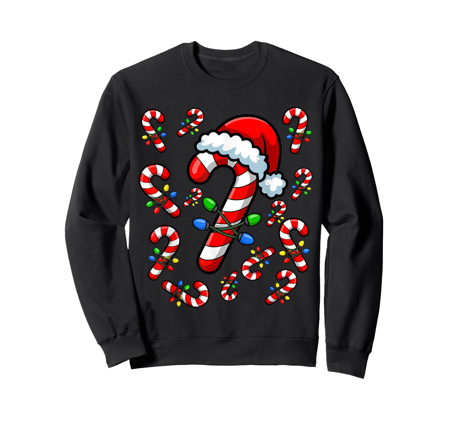 Red and White Candy Cane Santa Christmas Xmas Lights T-Shirt