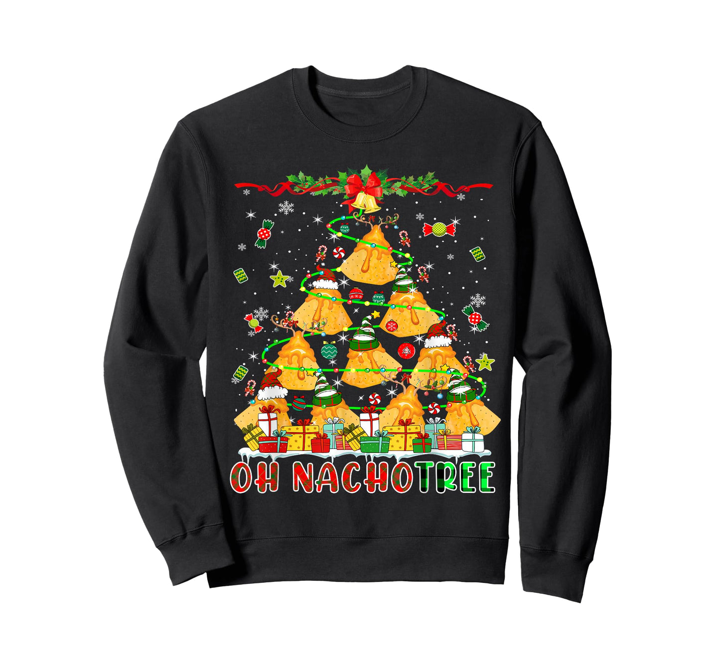 Nacho Christmas Tree Santa Reindeer Elf Mexican Nachos Lover T-Shirt