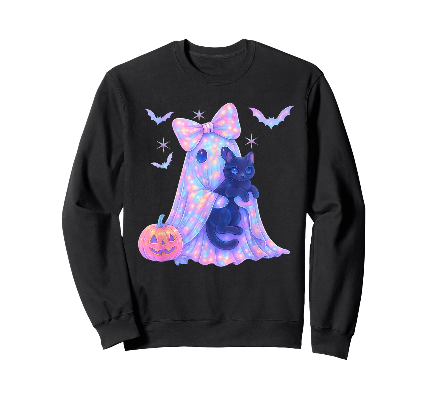 Pastel Galaxy Ghost Halloween Girl Kids Ghost Coquette Bow T-Shirt
