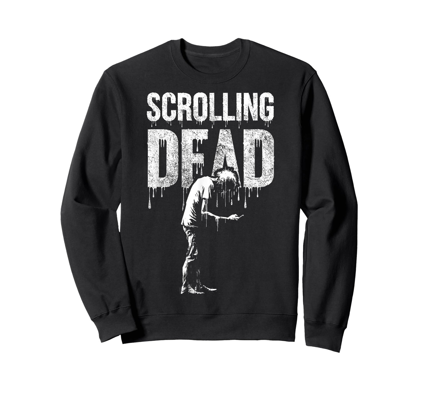 Scrolling Dead Zombie Phone Addiction Funny Horror T-Shirt