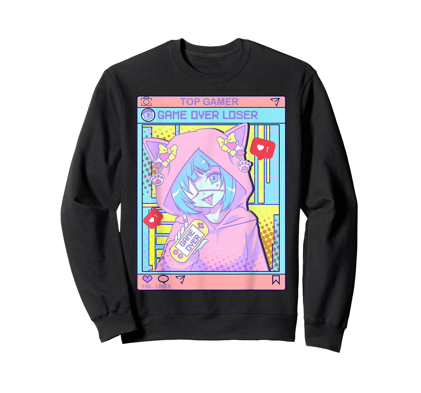 Kawaii Pastel Goth Girl Anime Gamer Game Over Loser T-Shirt