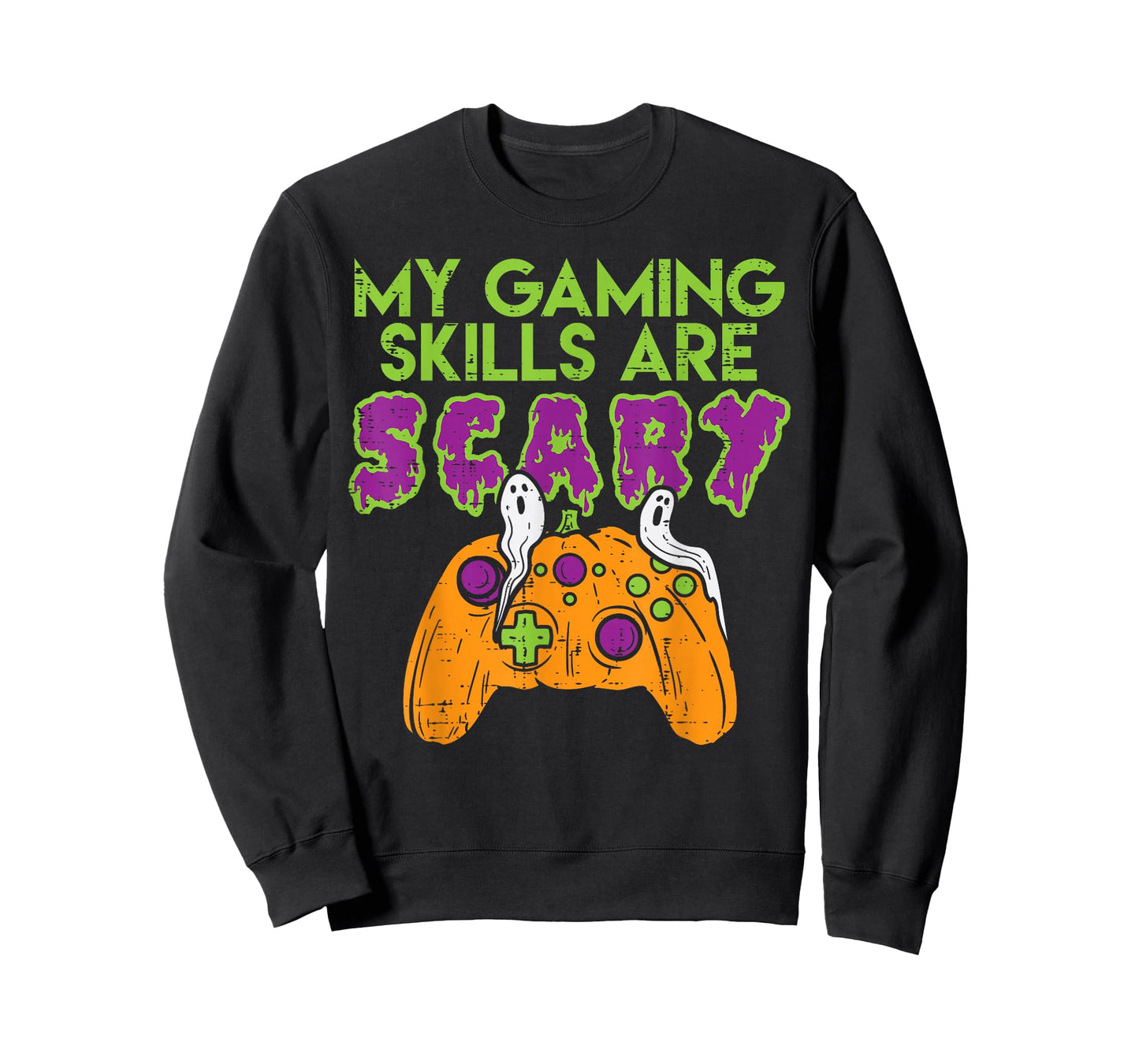 Gaming Skills Scary Pumpkin Controller Boys Halloween Gamer T-Shirt