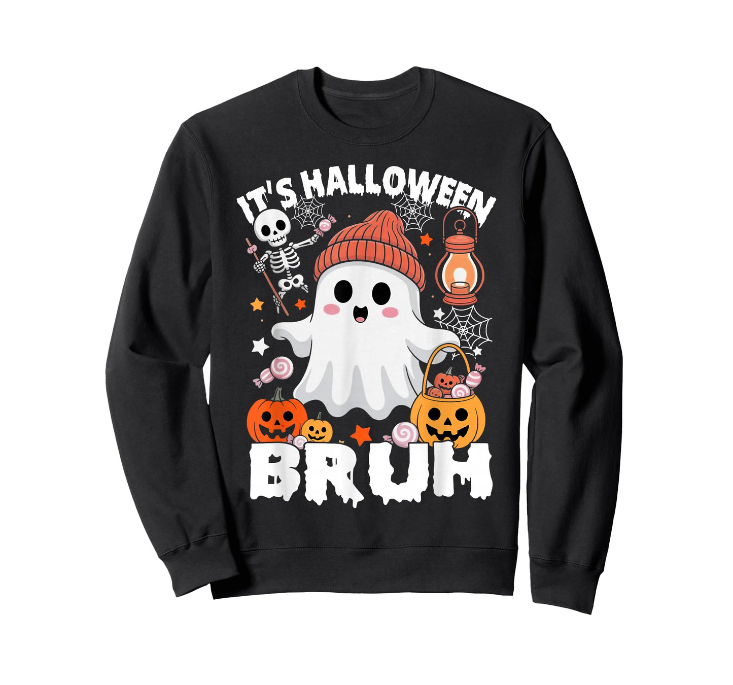 Its Halloween Bruh Boo Ghost Pumpkin Costume Boys Girls Kids T-Shirt
