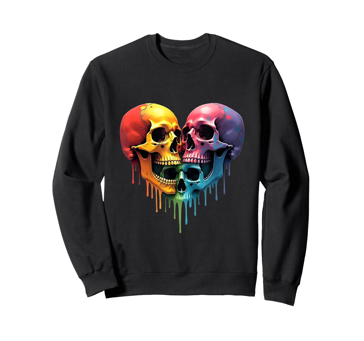 LGBT Pride Halloween Horror Skeleton Skull Rainbow Heart T-Shirt