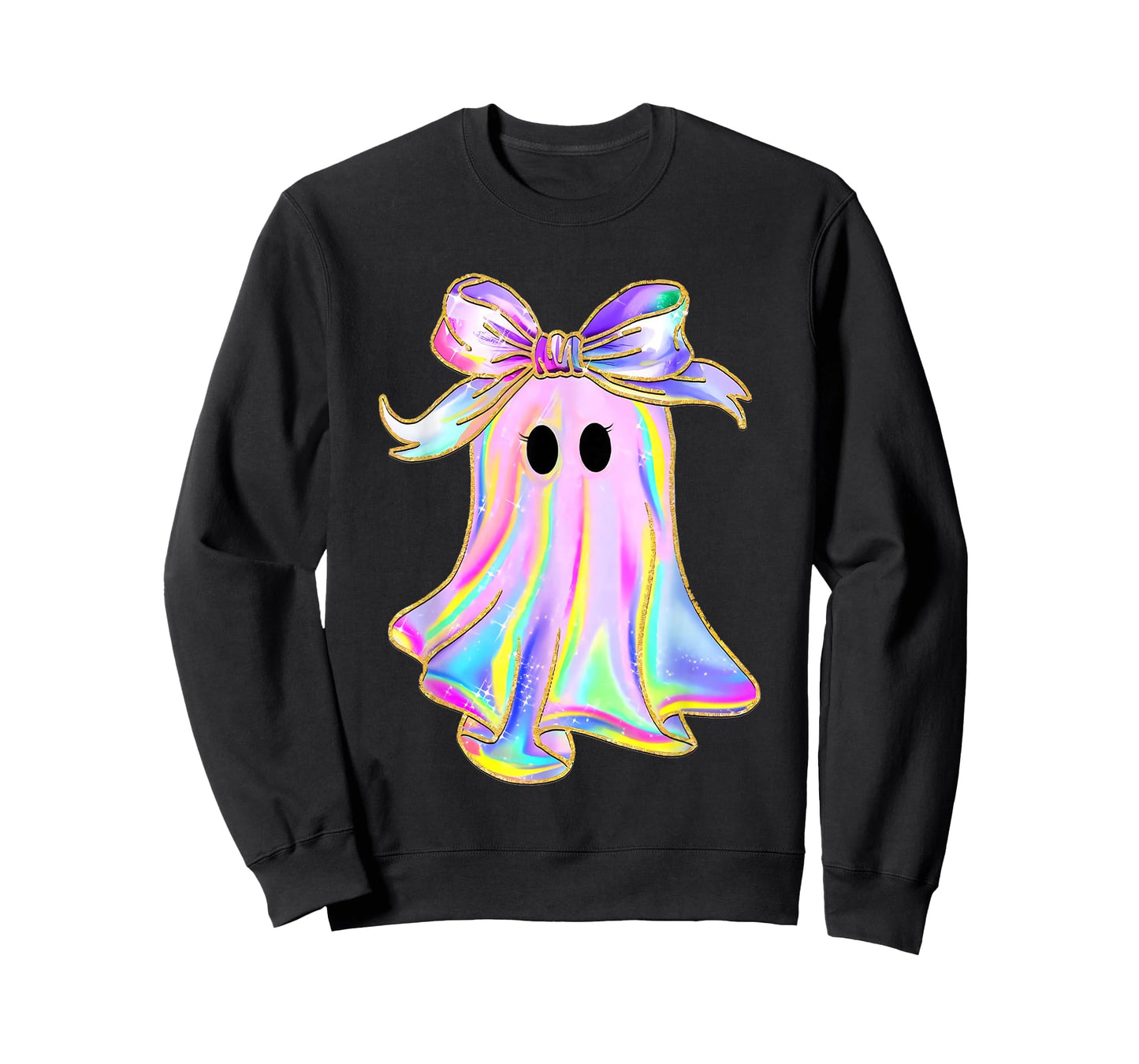 Pastel Galaxy Ghost Halloween Girl Kids Ghost Coquette Bow T-Shirt