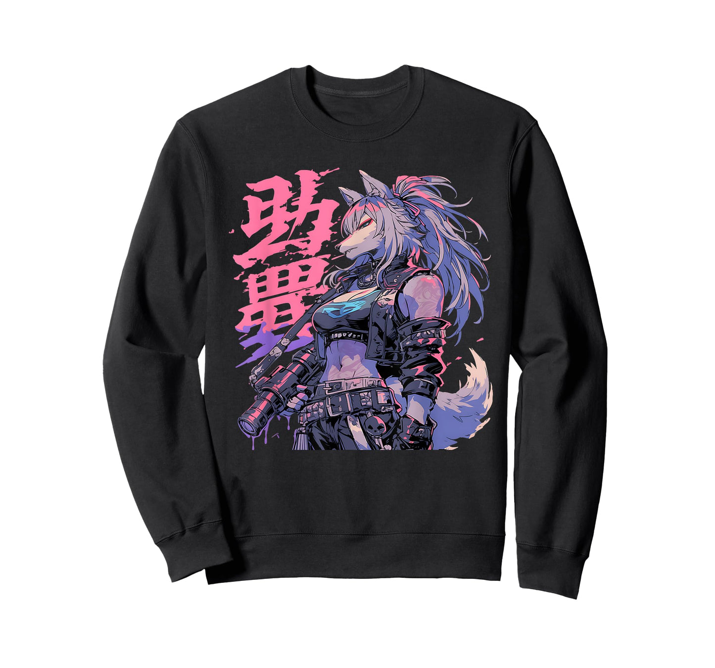 Goth Grunge Demon Anime Furry Wolf Horror Alt Aesthetic T-Shirt, Small, Black
