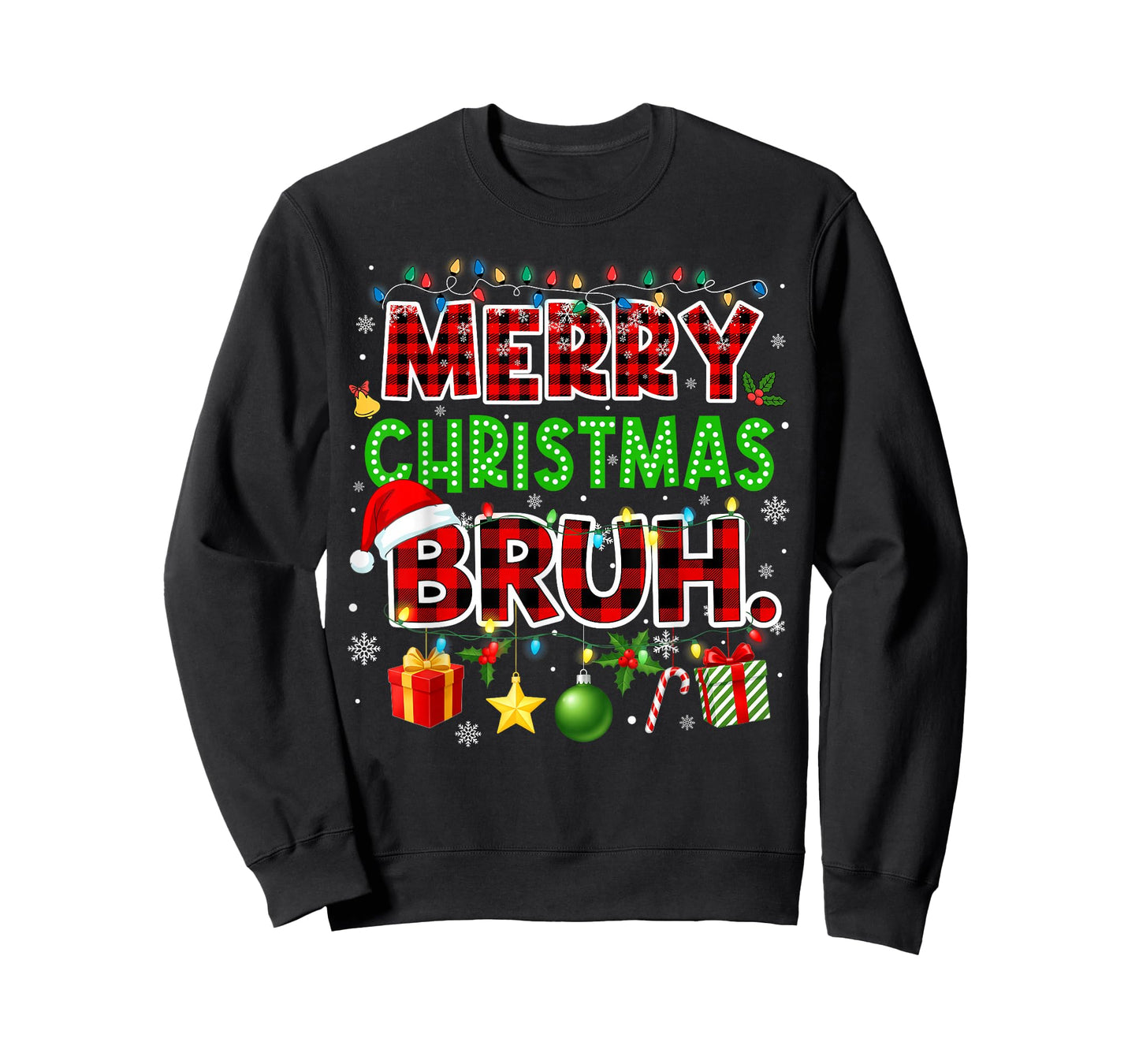 Merry Christmas Bruh Funny Red Plaid Teens Boys Kids Meme T-Shirt