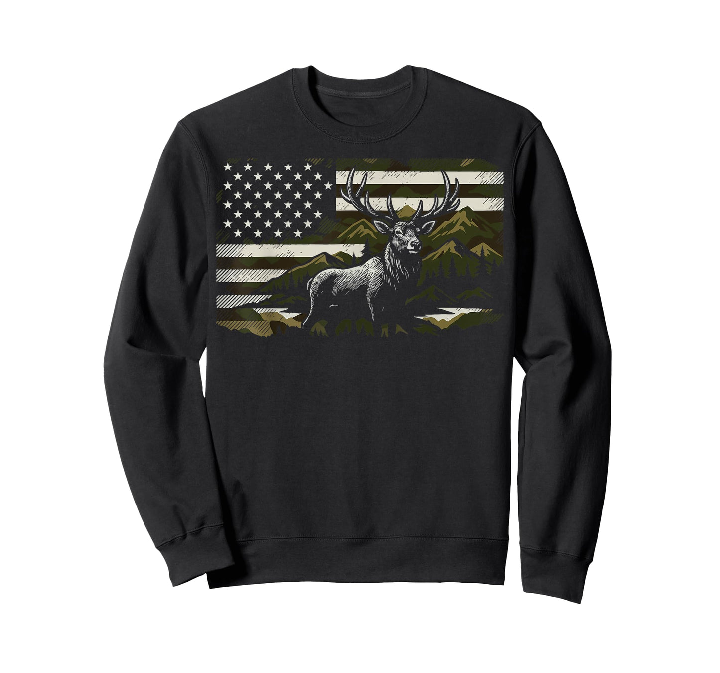 Hunting USA Flag Deer 4th Of July Hunter T-Shirt