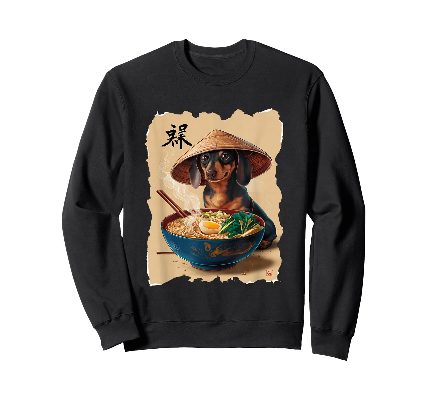 Men Woman Kawaii Eating Ramen Japanese Dachshund T-Shirt
