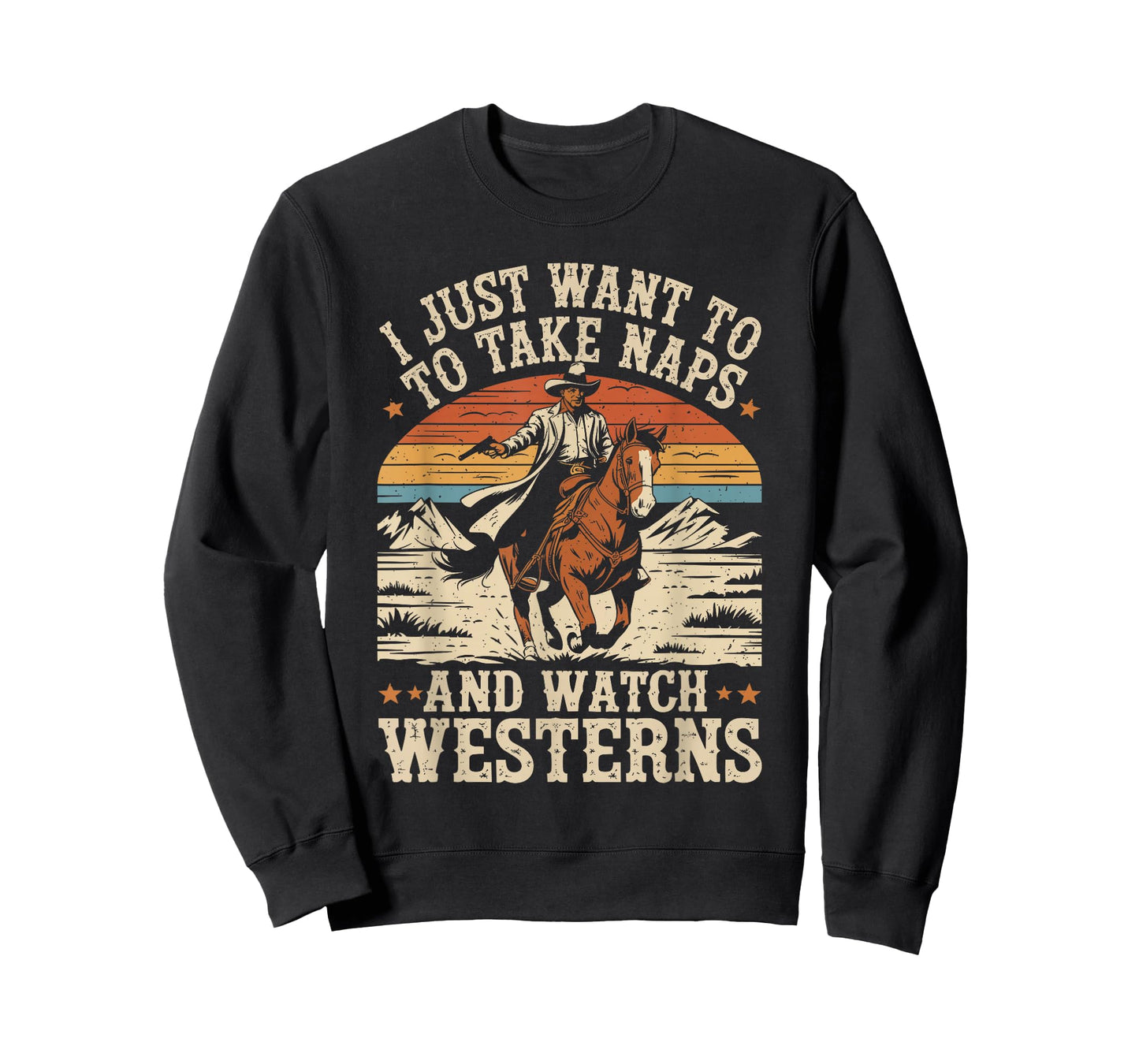 I Just Want to Take Naps and Watch Westerns Retro Vintage T-Shirt