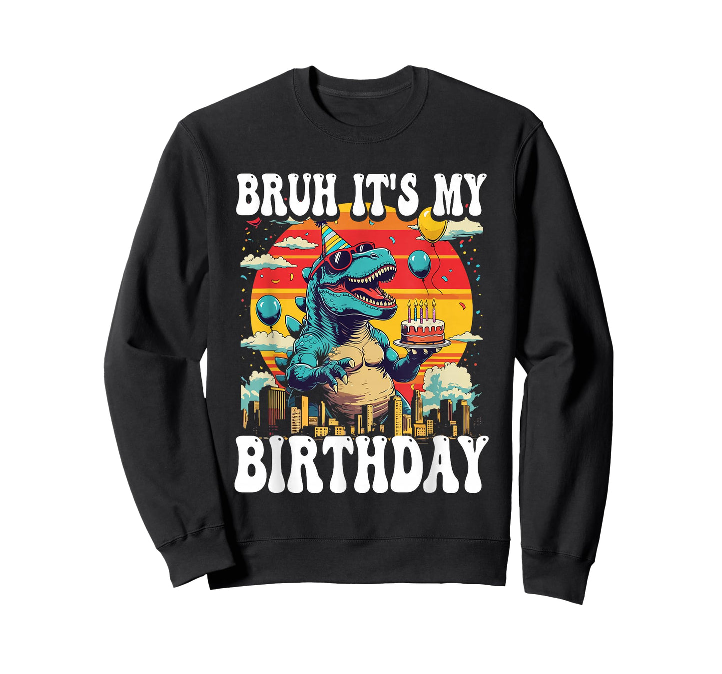Bruh It's My Birthday Dinosaur Celebration Monster Dino Kids T-Shirt