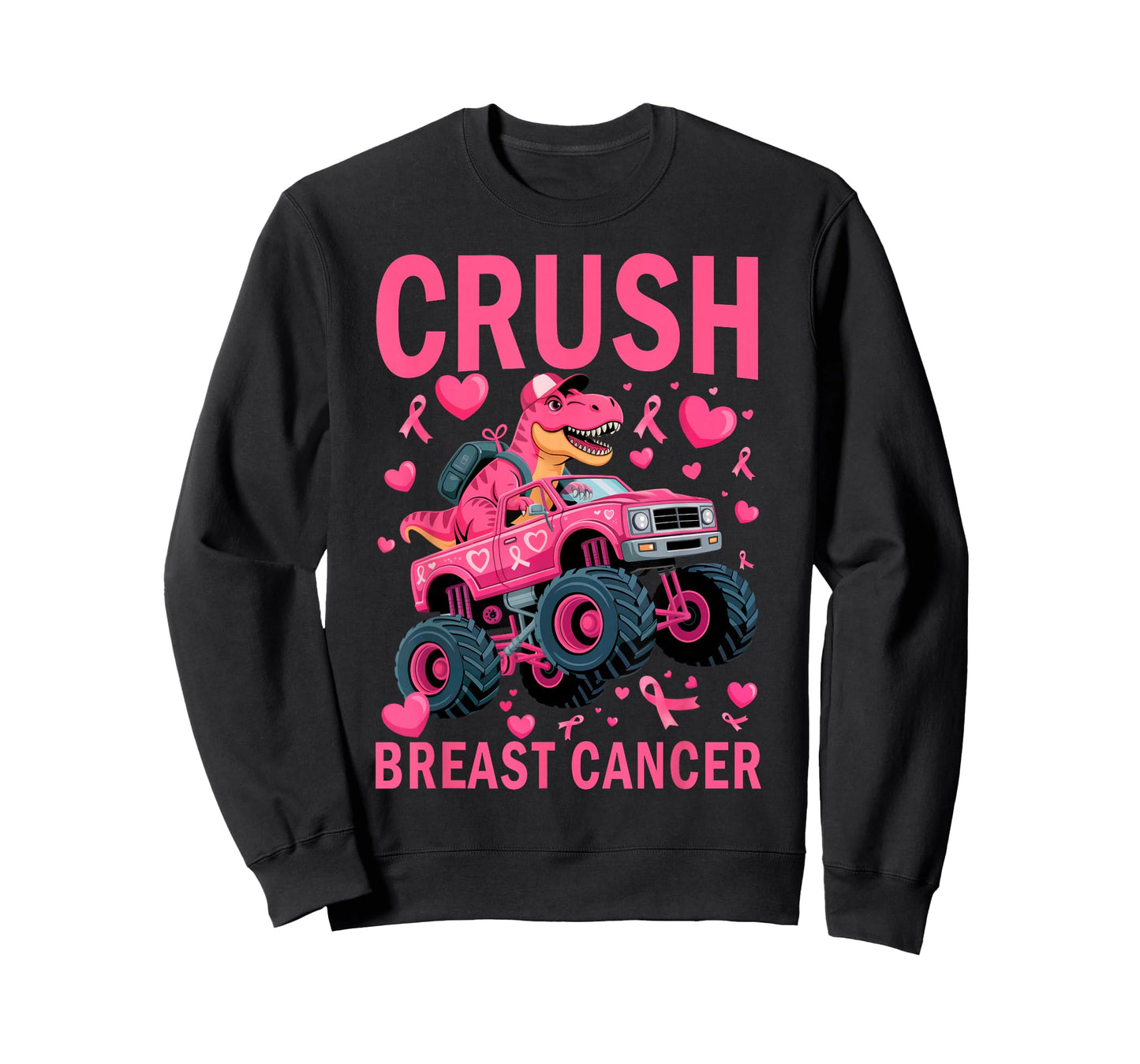 Crush Breast Cancer Awareness Pink Monster Truck Boys Kids T-Shirt
