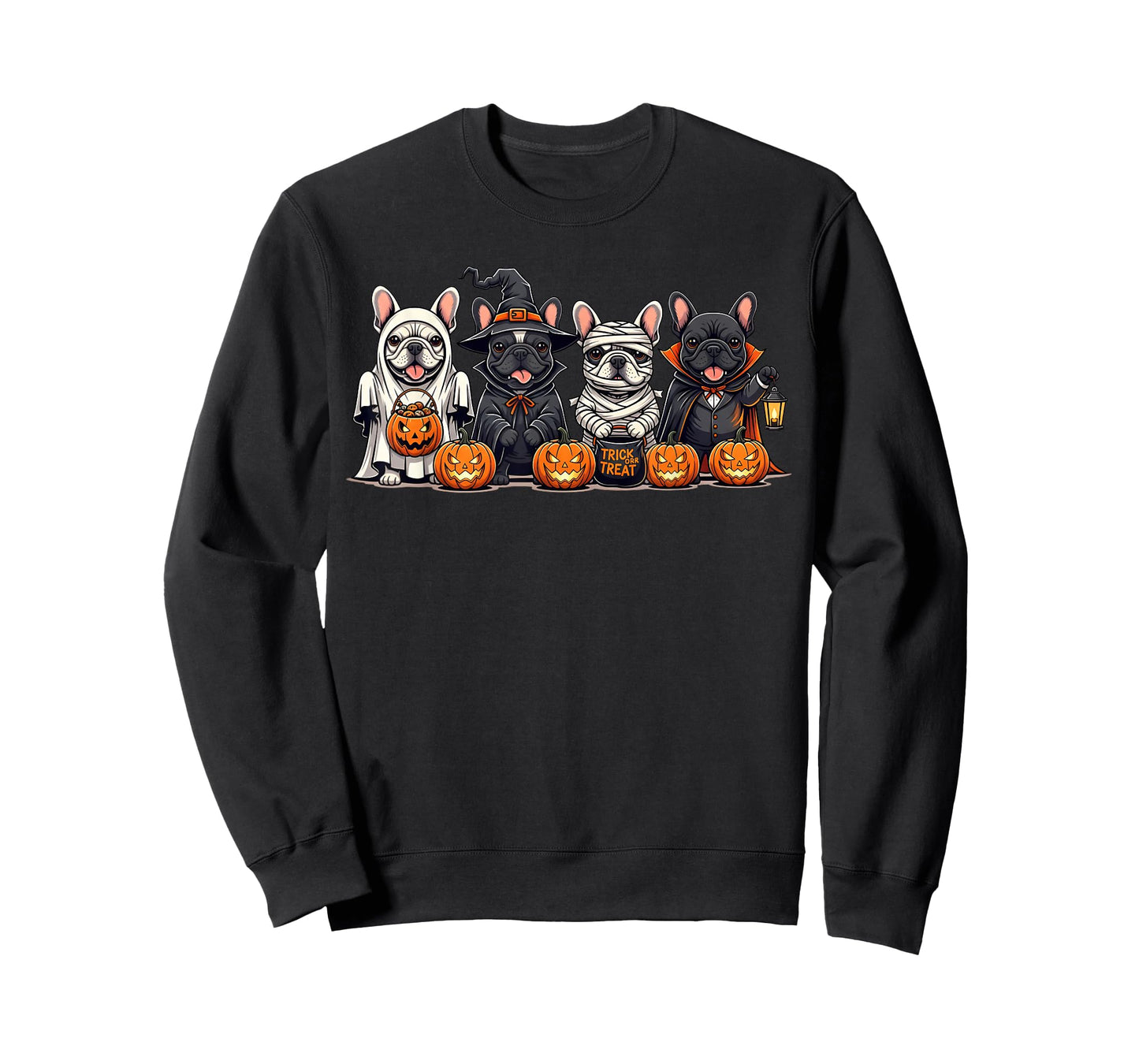 French Bulldog Ghost Witch Pumpkins Halloween Dog Costume T-Shirt