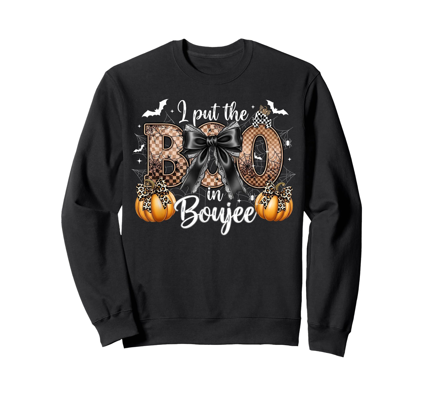 I Put The Boo In Boujee Coquette Bow Pumpkin Happy Halloween T-Shirt