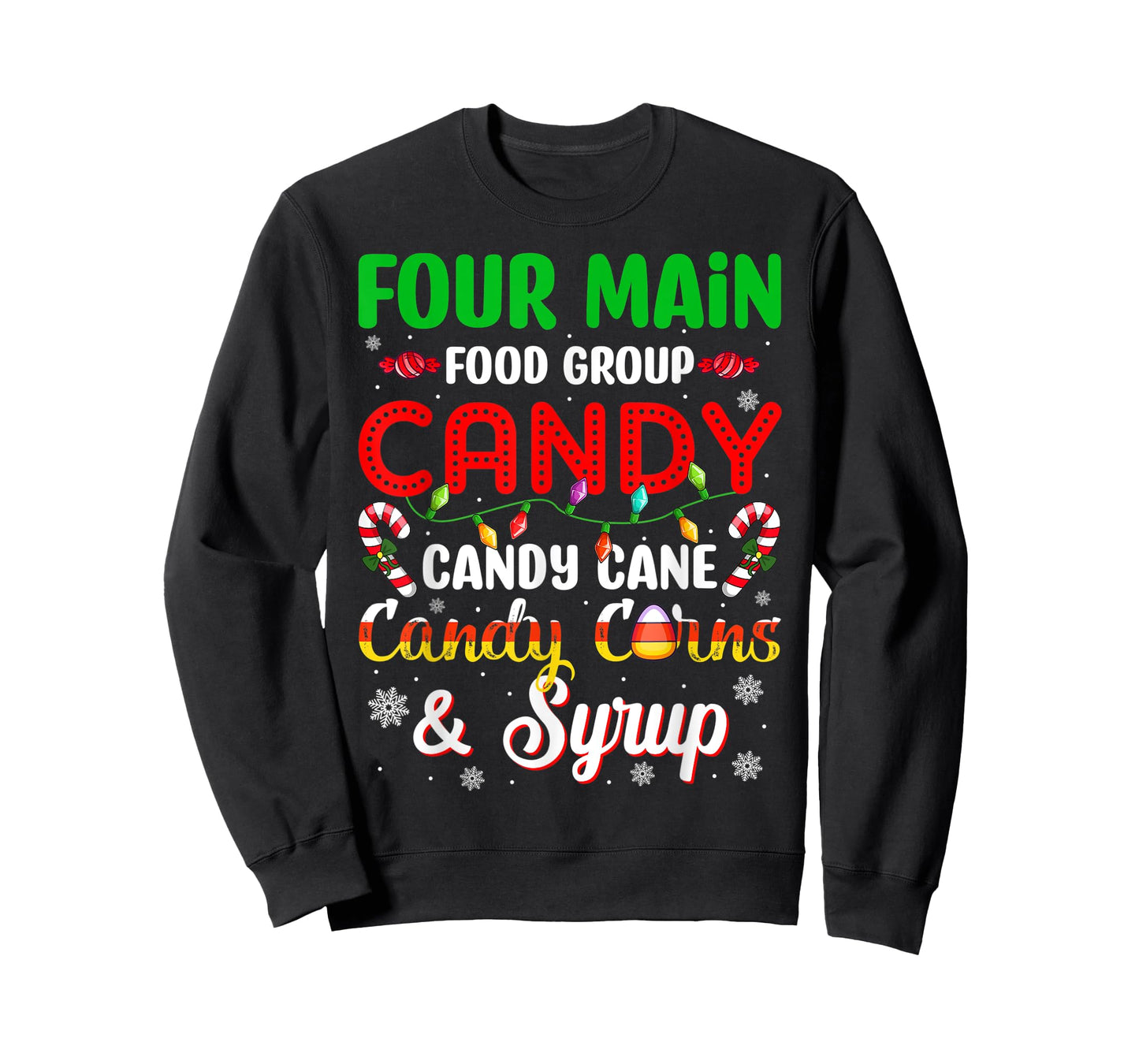 Christmas Pajama Four Main Funny Food Groups Elf Candy Corn T-Shirt