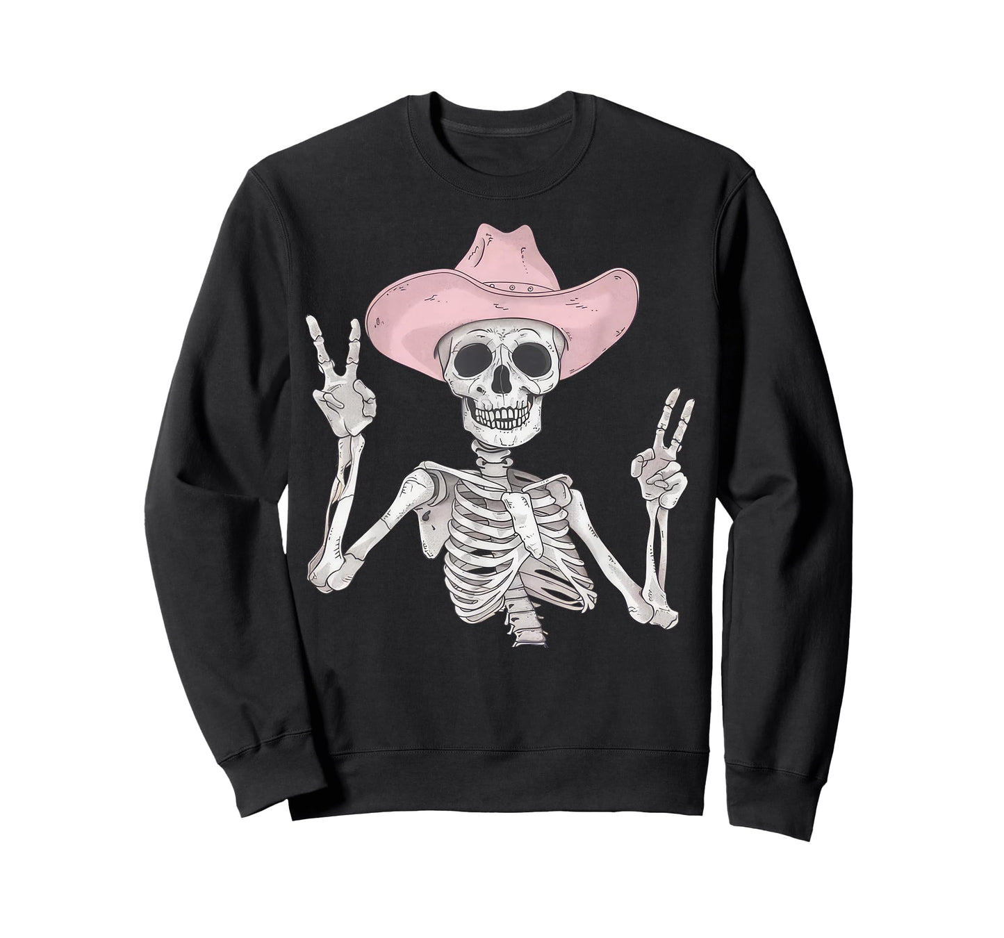 Skeleton Peace Sign Cowboy Hat Western Mexican Halloween T-Shirt