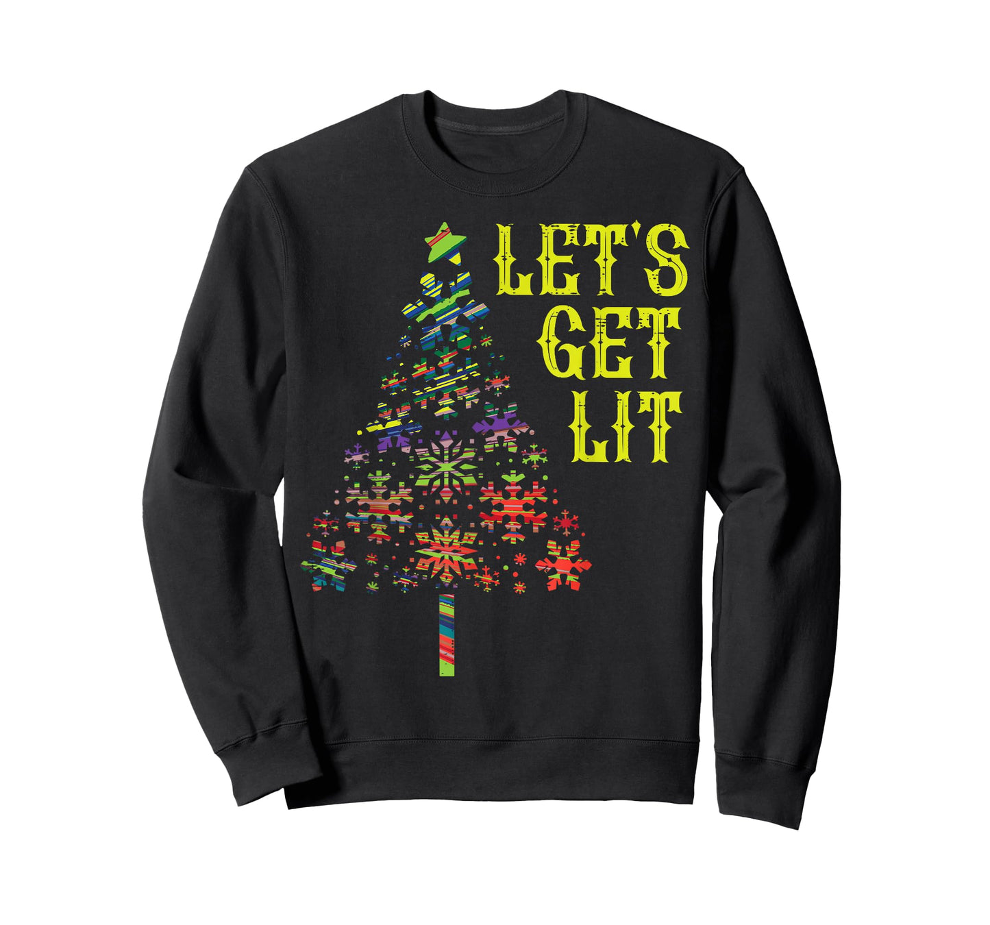 Lets Get Lit Christmas Tree Funny Xmas Holiday Men Women T-Shirt