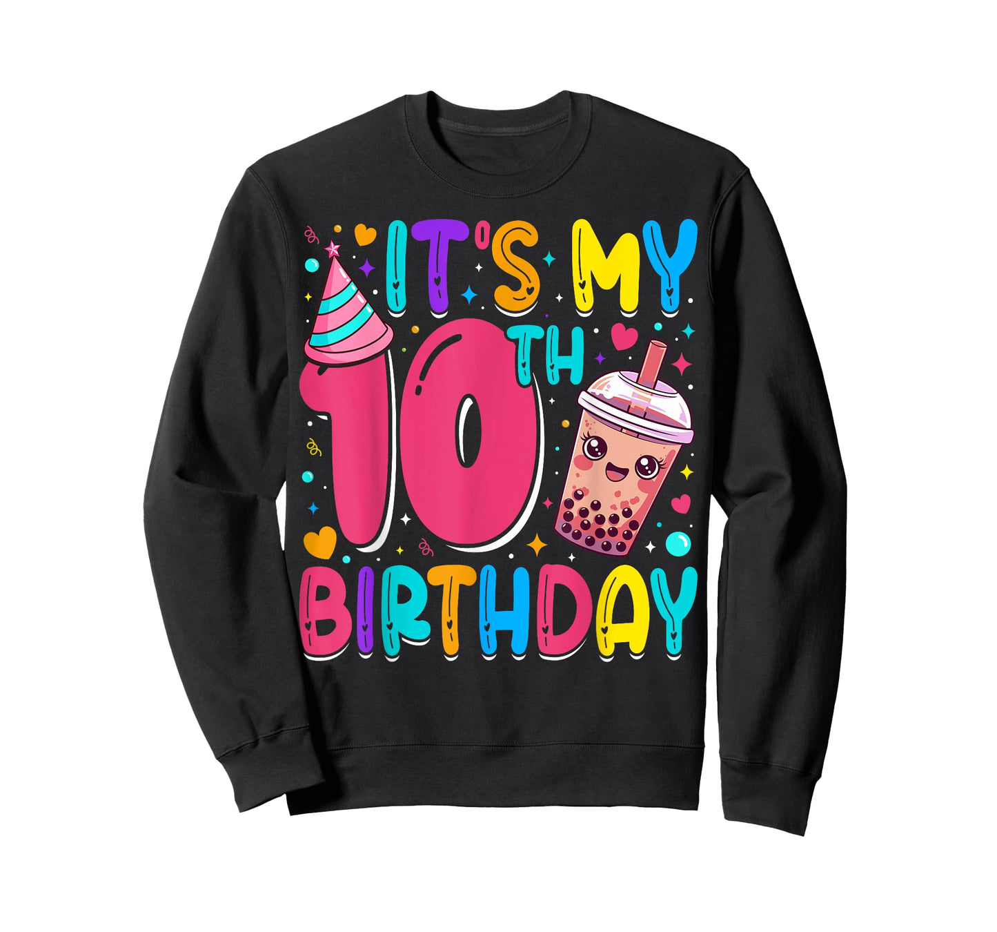 It's My 10th Birthday Bubble Boba Tea Party 10 Year Old Girl T-Shirt