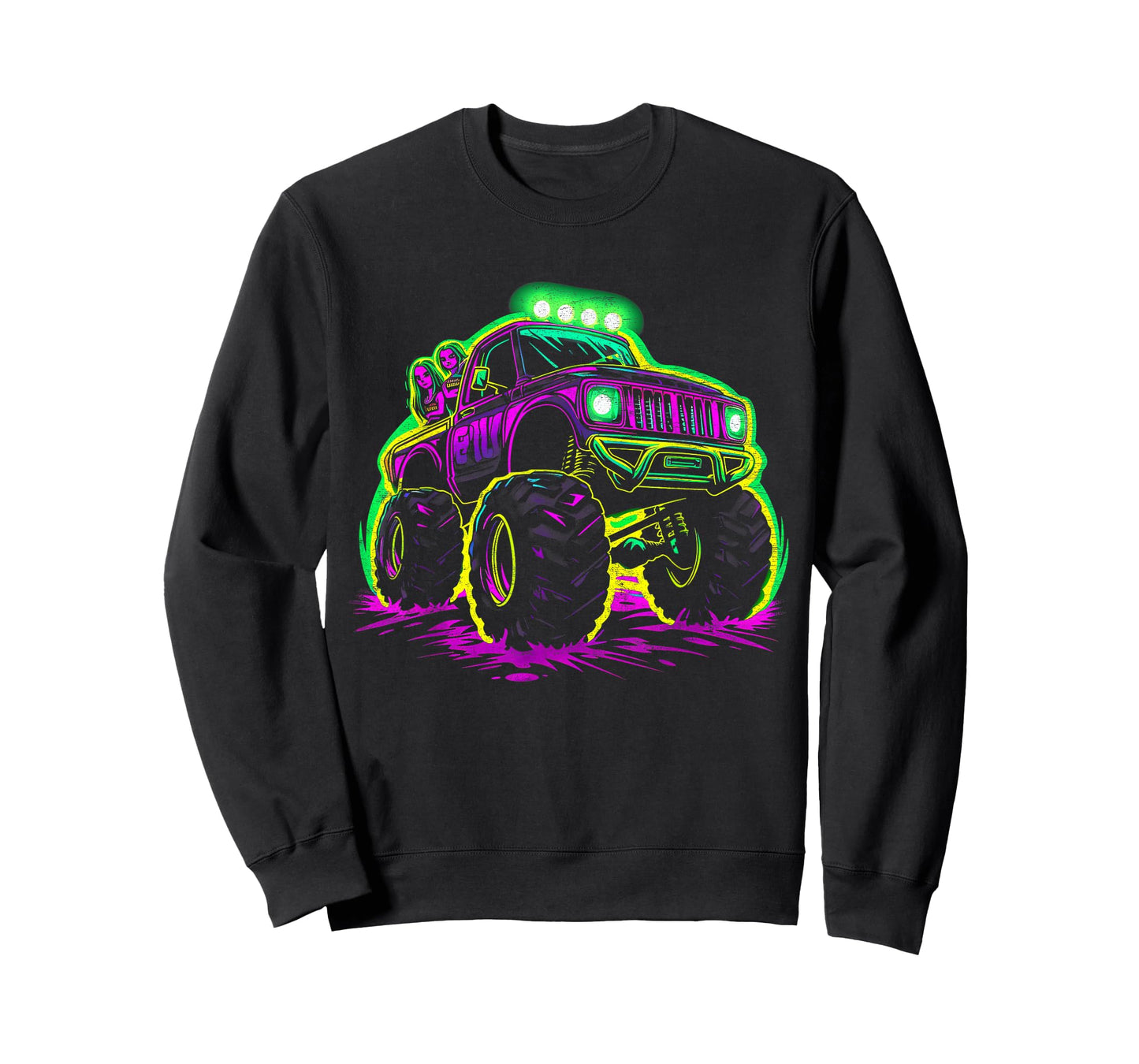 Cool Glowing Monster Truck Vintage Kids Fun Adventure T-Shirt