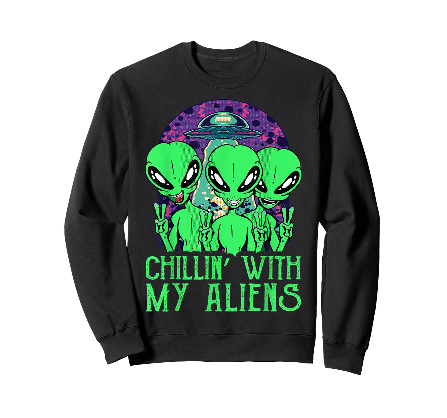 Chillin With My Aliens Group Toddler Boys Kids Halloween T-Shirt