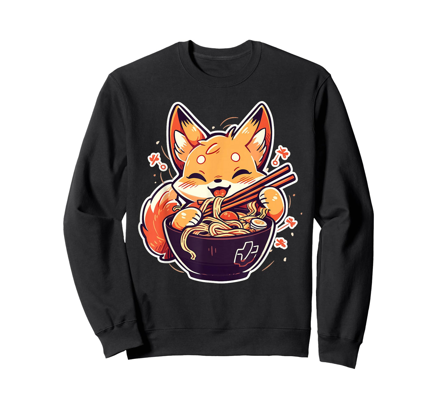 Cute Japanese Anime Kawaii Fox Eating Ramen Kids Girls Teens T-Shirt