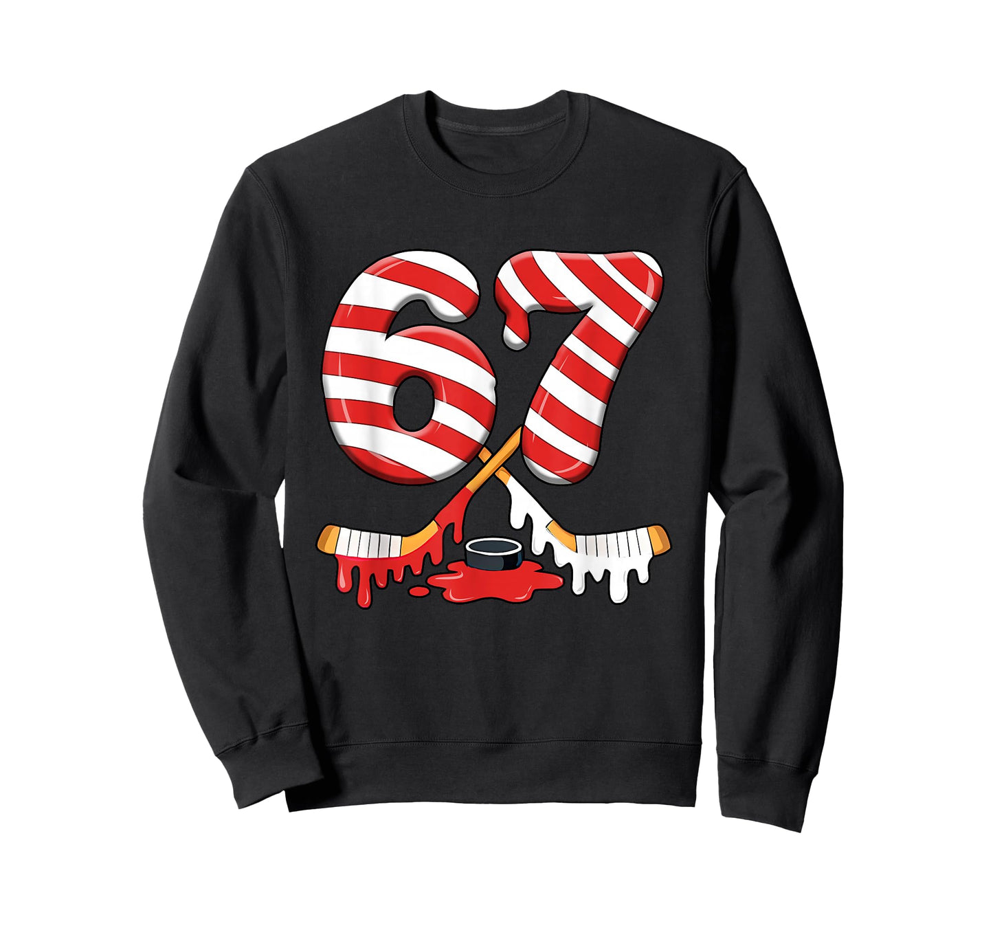 6-7 Meme Slang Christmas Candy Cane Xmas Ice Hockey Lover T-Shirt