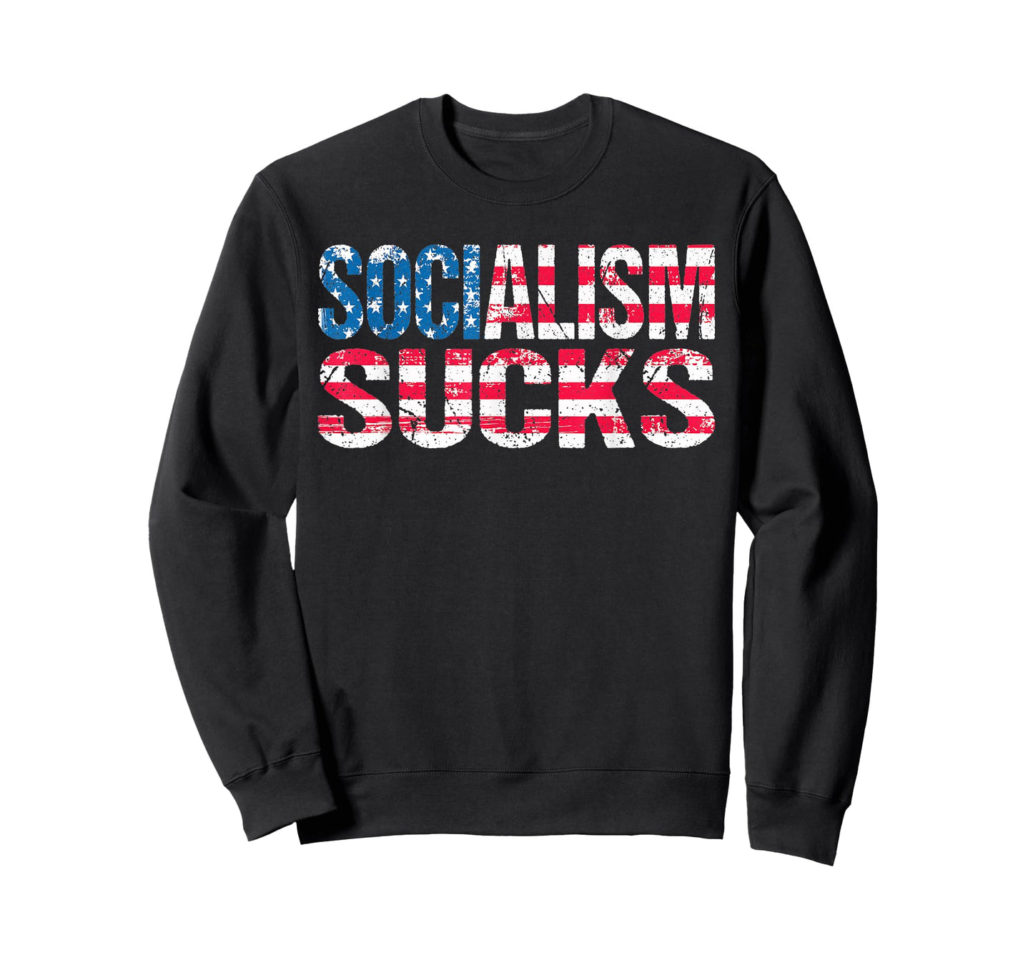 Socialism Sucks - Patriotic US Flag Anti-Socialist Saying T-Shirt