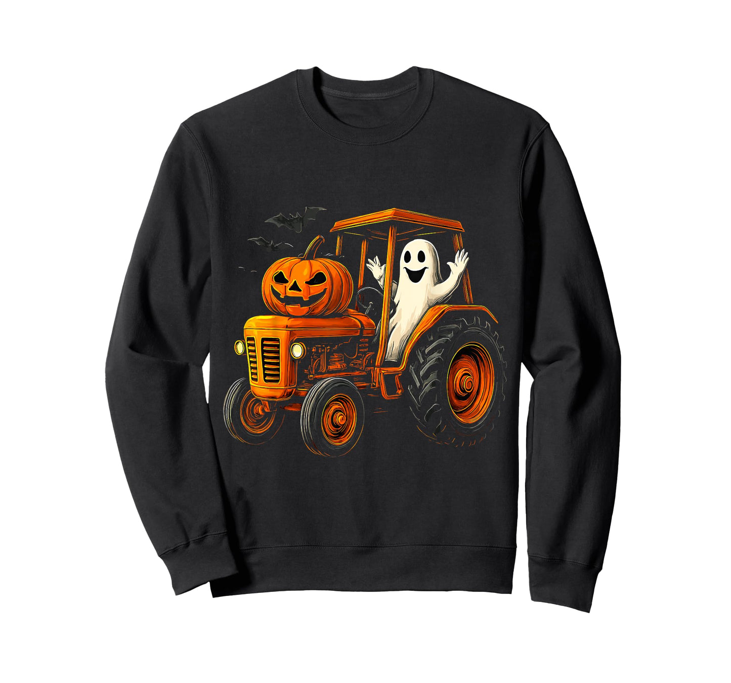 Farmer Ghost Tractor Pumpkin Spooky Season Halloween Costume T-Shirt